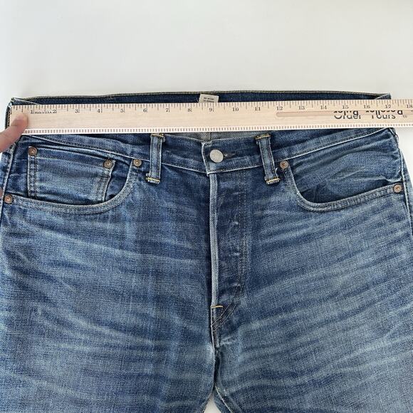 RRL Ralph Lauren Jeans Men 32x32 Selvedge Denim Low Straight USA Made Fade Whisk - Picture 13 of 16
